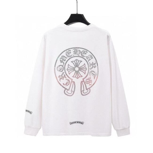 Chrome Hearts “Classic Horseshoe” Long Sleeve T-Shirt – White – Image 3