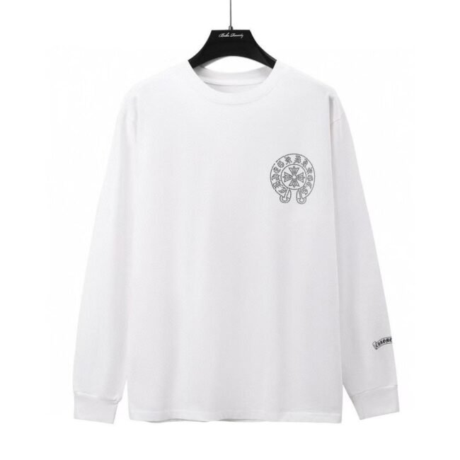Chrome Hearts “Classic Horseshoe” Long Sleeve T-Shirt – White – Image 2