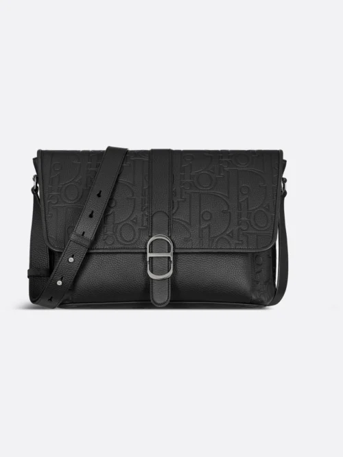 Pochette zippée à bandoulière Cuir Dior Oblique Galaxy Noir