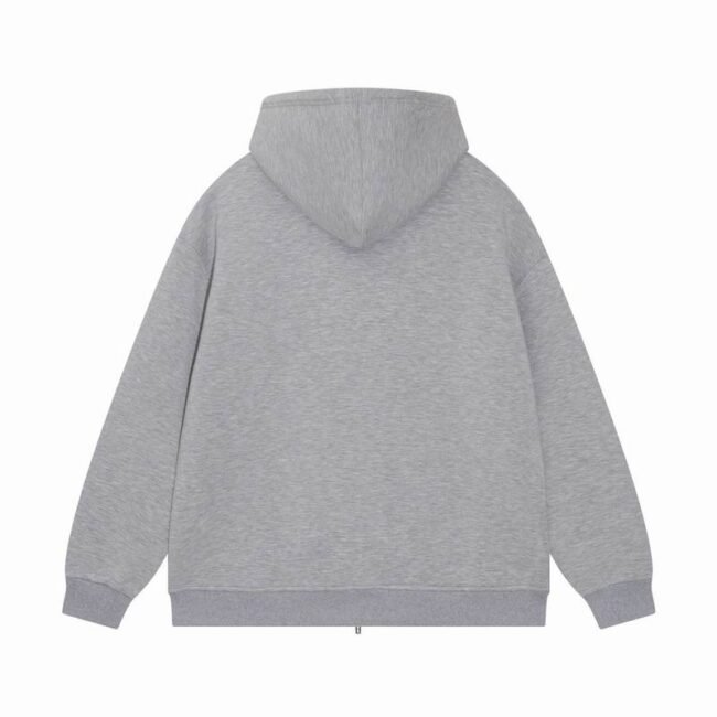 Sweat à capuche zippé Miu Miu – Gris chiné – Image 3