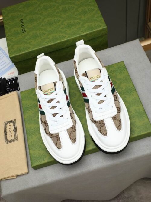 Gucci GG Supreme Web Sneaker – Beige & Blanc