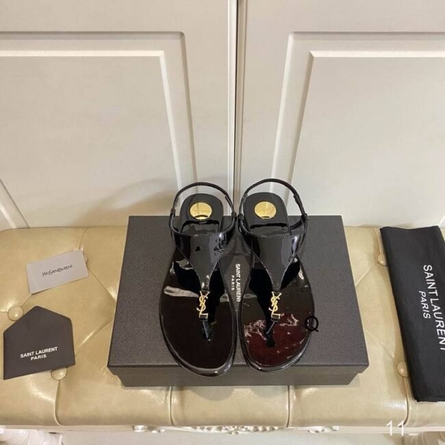 Sandales Saint Laurent Cassandra T-Strap Vernies