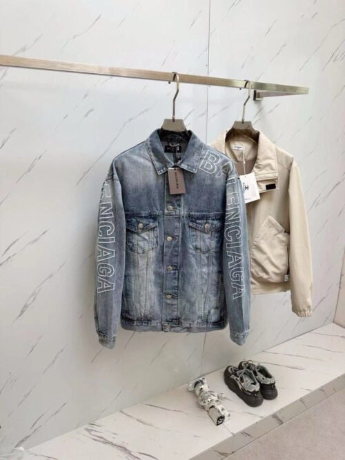 Veste Balenciaga Denim Logo Oversize