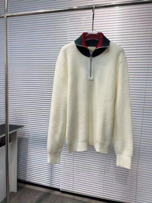 Pull Zippé Gucci Côtelé Crème