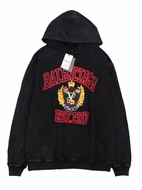 Hoodie Balenciaga Crest Vintage Noir