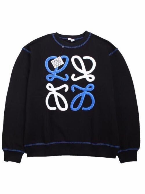 Sweat Loewe Noir Logo Anagram Bleu & Blanc