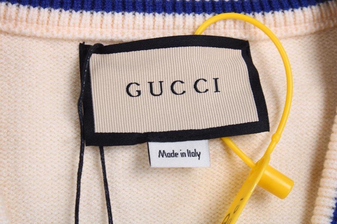 Cardigan Gucci Écru à Liserés Contrastants