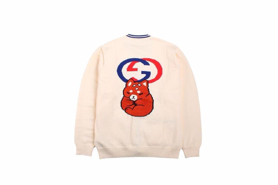 Cardigan Gucci Écru à Liserés Contrastants