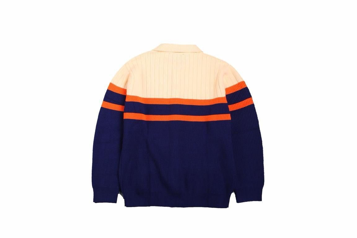 Cardigan Gucci Bicolore Écru & Bleu – Rayures Orange