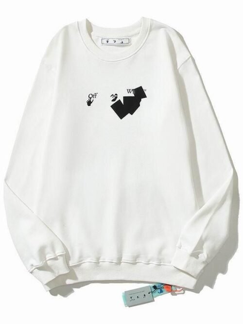 Sweat Off-White Blanc Motif Graphique – Unisexe