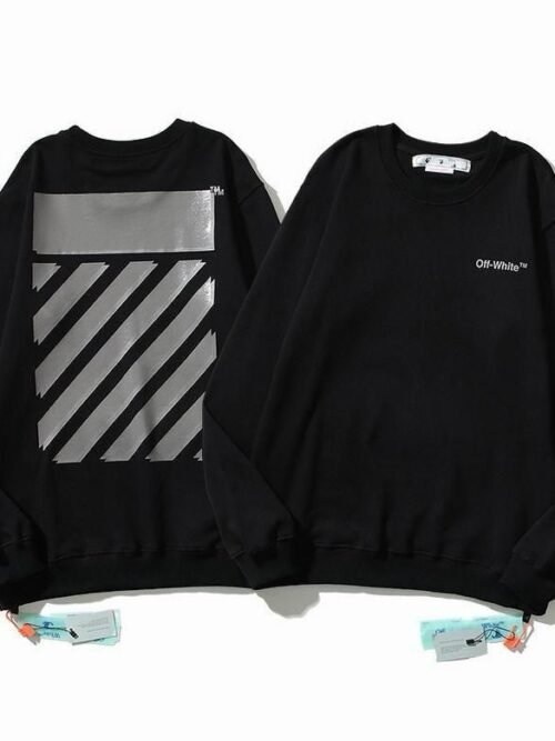 Sweat Off-White™ Noir à Bandes Argentées – Unisexe