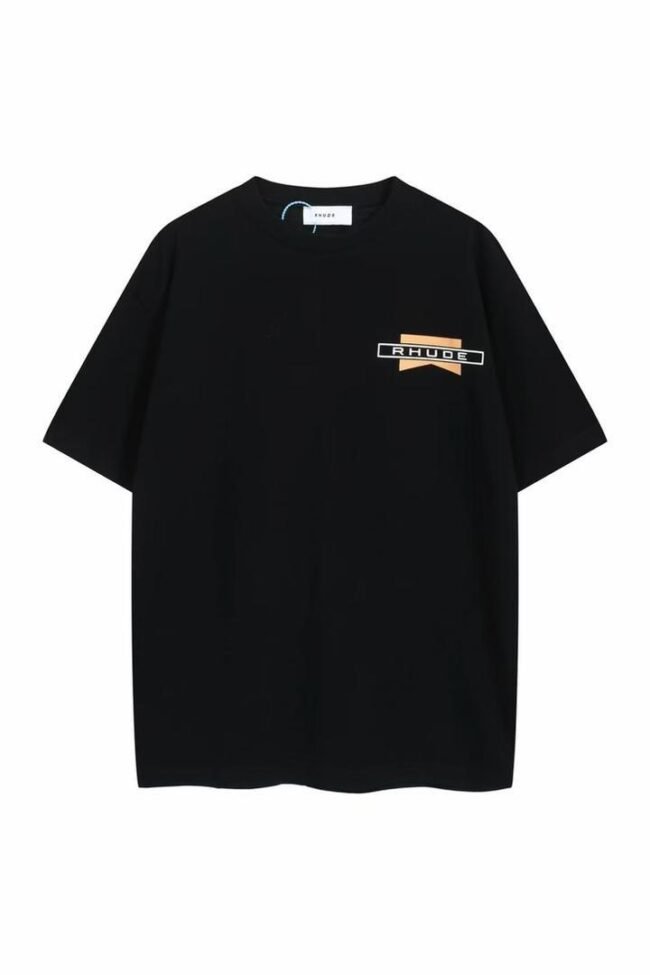 T-shirt Noir Logo Drapeau – Rhude